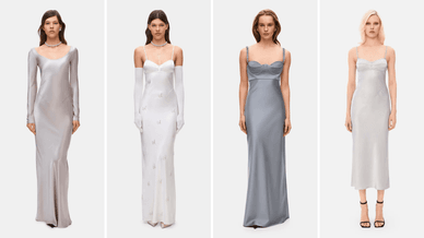 Металеві та білі сукні