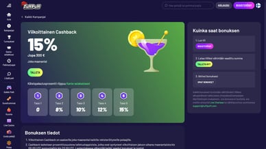tuuf puff Viikoittainen cashback bonus