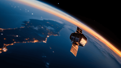 A órbita como zona de risco: satélite sobre o lado noturno da Terra e ameaças invisíveis que a plataforma Neuraspace monitoriza em tempo real