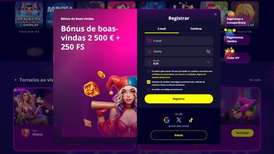 Formulário de registo passo a passo no site on-line Slotoro