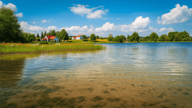 Stimmungsvoller Blick auf die Seen und Dörfer der Mecklenburgischen Seenplatte