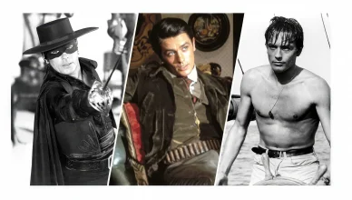 Trois rôles iconiques d’Alain Delon, de Zorro au séducteur.
