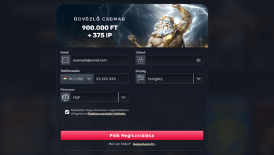 TheSlotz casino regisztrációs űrlap