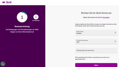 Registrierung Skrill: Registrierung