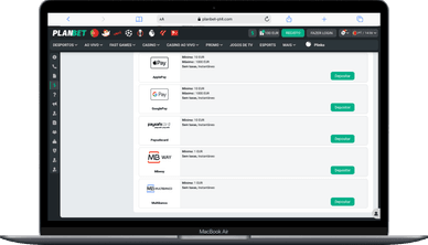 O site do casino Planbet mostra a disponibilidade de depósitos via MB Way, entre outros.