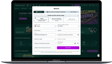 Registo no casino SpinBetter online