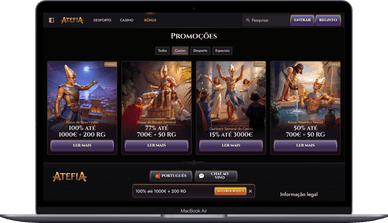Ofertas e recompensas disponíveis no Casino Atefia