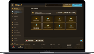Kundensupport von Realzcasino wenden. Hilfezentrum Realz Casino