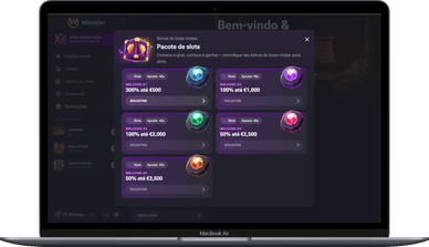 Pacote de bónus de boas-vindas ao registar-se no casino Winstler