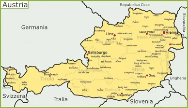 Cartina dell'Austria Austria Mappa