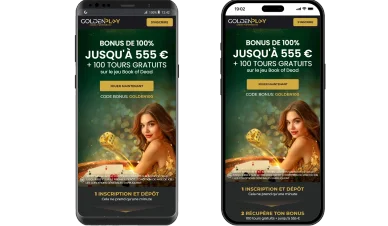 Interface mobile GoldenPlay casino. Version mobile de GoldenPlay casino.