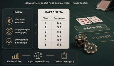 Οπτική απεικόνιση στρατηγικής flat betting