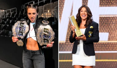 Osiągnięcia Joanna Jędrzejczyk z dwoma pasami mistrzowskimi UFC oraz wyróżnieniem w UFC Hall of Fame