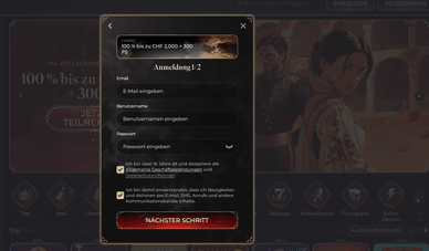 Registrierung im Casino Casina