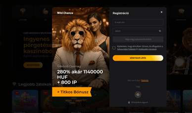 WildChance regisztrációs űrlap