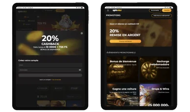 Spinstar casino offrant un cashback