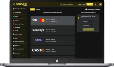 Effectuer un dépôt sur OneClick Casino. Méthodes de dépôt sur OneClick Casino.