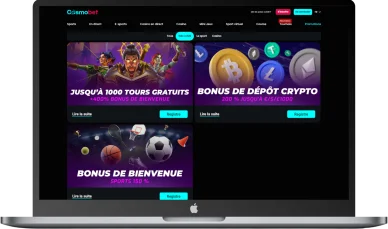 Bonus crypto 200 % proposé par Cosmobet.