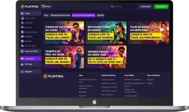 Promotions quotidiennes Playfina. Bonus de rechargement Playfina.