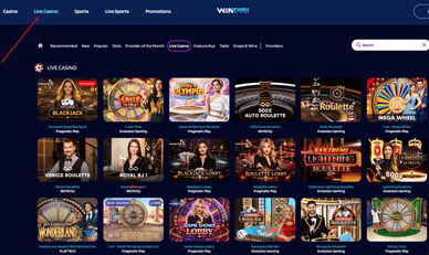 Live-Spiele im Wintari Casino