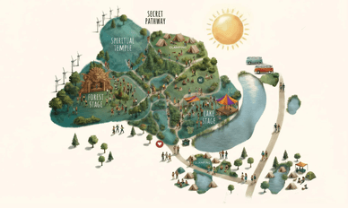Mapa do GOAT Community Festival – planta do recinto do festival