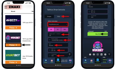 Mastercard casino talletus