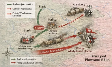 Mapa obrony Kalisza i zatrzymanie Luksemburczyka