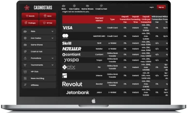 Płatności w CasinoStars kasyno Metody płatności w kasynie