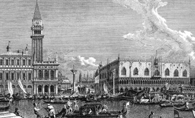 Incisione della Venezia medievale Venezia medievale