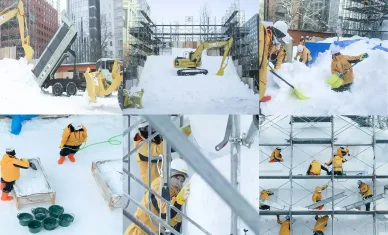 雪像制作の過程