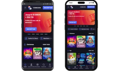 Vue mobile Spin Aura. Interface mobile Spin Aura.