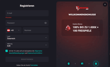 RoosterBet Online Casino Registrierung