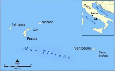Posizione dell'isola di Ponza Ponza mappa