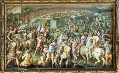Dipinto dell'attacco a Pisa di Giorgio Vasari Storia di Pisa