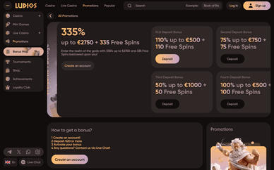 Bónus de registo Casino Ludios Bónus de registo