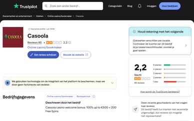Casoola casino Trustpilot