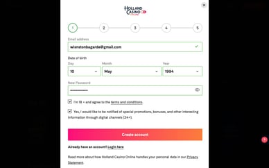 hoe registreer je bij Holland casino online