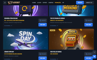 Bónus do Casino Aerobet Bónus Aerobet