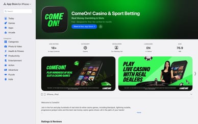 comeon! casino app