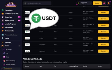 top usdt casino