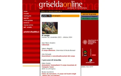 Archivio storico di Griseldaonline con il numero "Il corpo" del 2003-2004 Griseldaonline archivio storico
