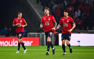Joueurs du LOSC en match de Ligue 1 — Lille Olympique Sporting Club.