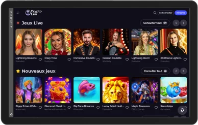 Section des jeux de casino en direct sur CryptoLeo.