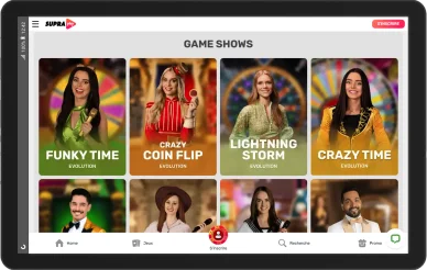 Sélection de game shows de SupraPlay casino. Game shows animés sur SupraPlay casino.