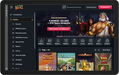 TheSlotz Casino avec offre de bienvenue. Page d’accueil avec bonus sur TheSlotz Casino.