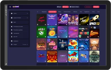 Jeux crash dynamiques sur Opabet Casino.