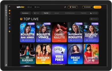 Live Casino Spinstar en streaming. Jeux en direct du Casino Spinstar.