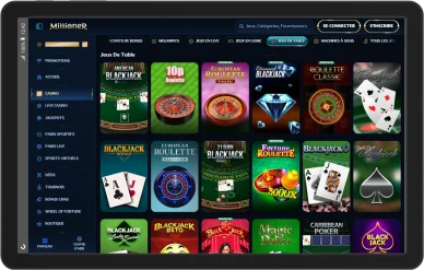 Jeux de table sur Millioner Casino.