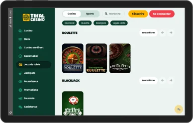 Jeux de table de Tikal Casino. Jeux de roulette et de blackjack sur Tikal Casino.