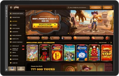 Accueil Lizaro Casino navigation simple. Interface Lizaro Casino page d’accueil.